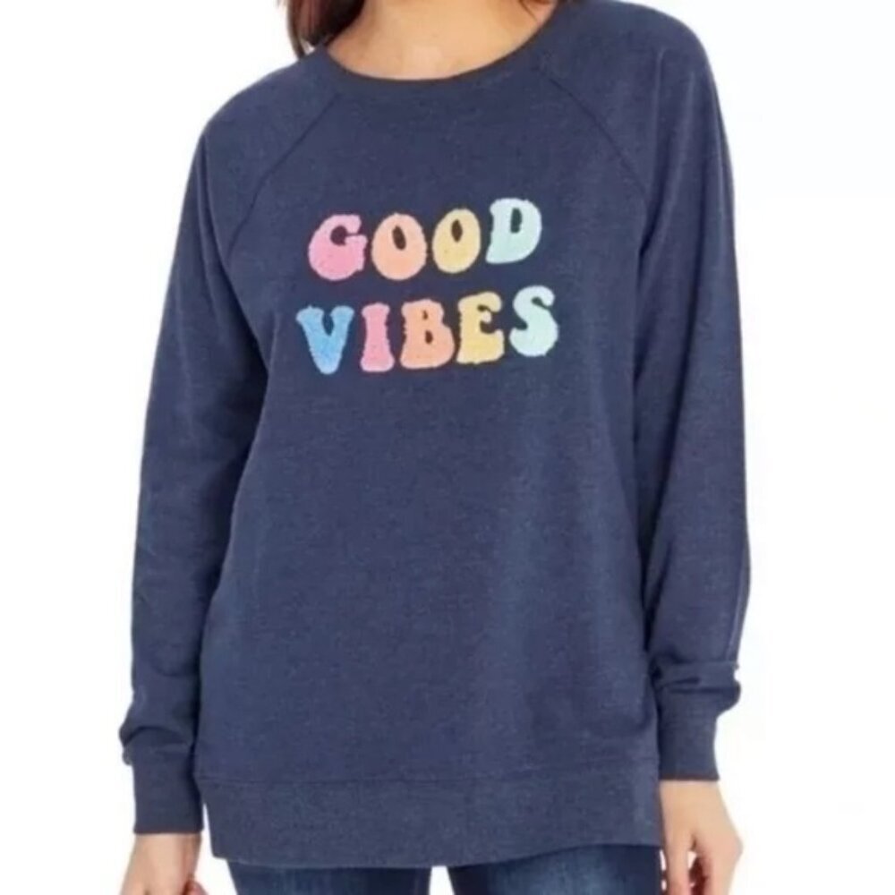 Wildfox 'Good Vibes' navy blue sweatshirt large oversized
